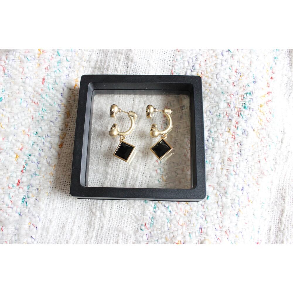Alexander McQueen Black Twin Skull Studded Drop Earrings - Picture 2 of 4
